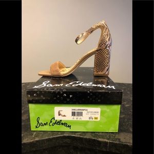 Sam Edelman Suede/ Snakeskin Block Heel Sandal